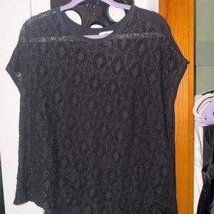 Old Navy Black Lace Short Sleeve Top